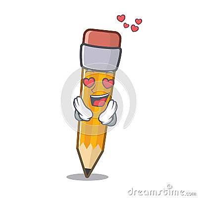 In love pencil in the a cartoon bag Vector Illustration