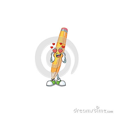 In love pencil stationery for in elementary school. Vector Illustration