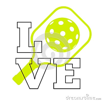 Love pickleball sign Vector Illustration