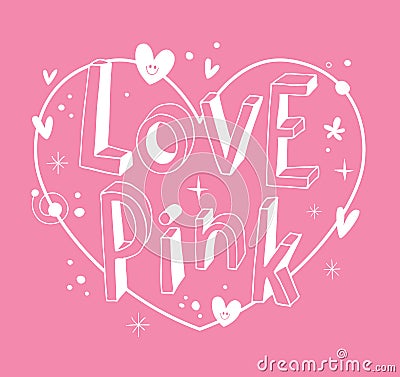 Love pink heart shaped design Vector Illustration