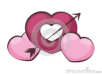 love pop art arrow pierced heart Vector Illustration