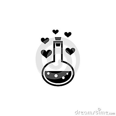 Love Potion Tube with Hearts Bubbles Flat Vector Icon Cartoon Illustration