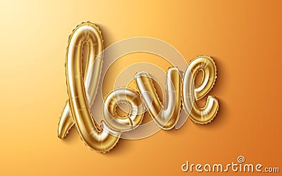 Vector love realistic rubber balloon on gold Vector Illustration