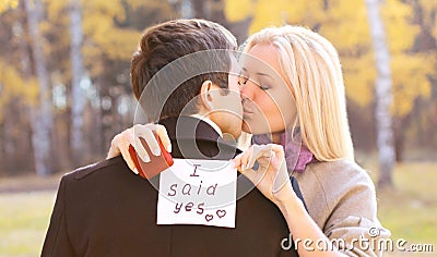 Love, relationships, engagement and wedding concept - proposal Stock Photo