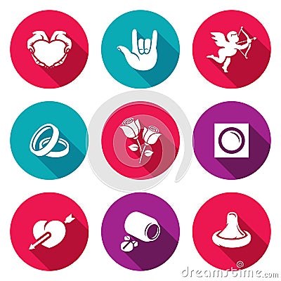 Love and romance Icons Set. Vector Illustration. Vector Illustration