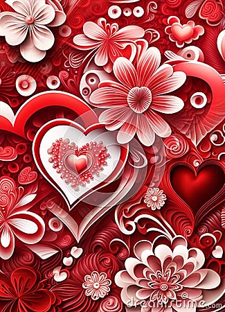 Love romance passion intricate hearts abstract background Stock Photo