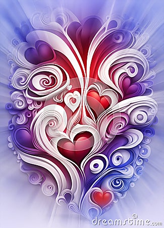 Love romance passion intricate hearts abstract background Stock Photo
