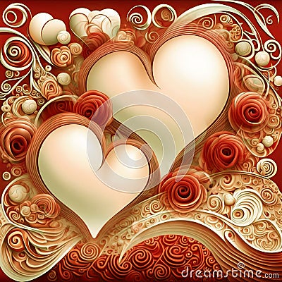 Love romance passion intricate hearts abstract background Stock Photo