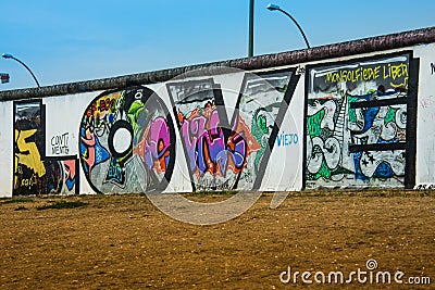 Love Graffiti wall Berlin wall Editorial Stock Photo