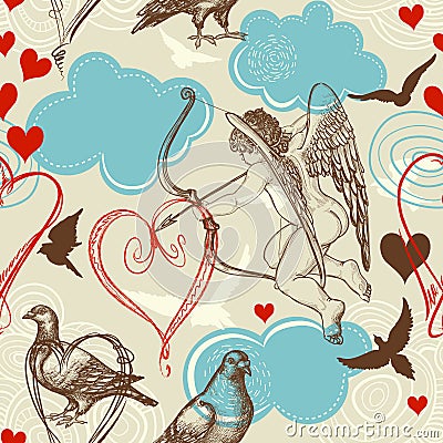 Love seamless pattern Vector Illustration