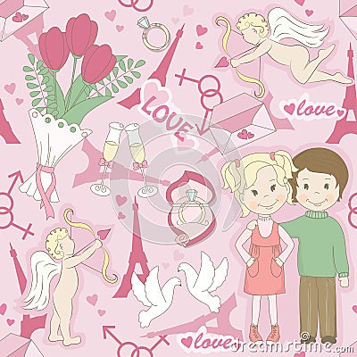 Love seamless pattern Vector Illustration