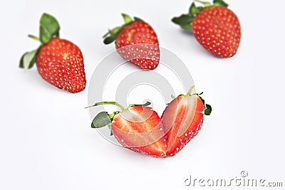 Love shape strawberry Stock Photo