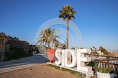 Love Side sign by the beach during sunny day at Turkey Stock Photo