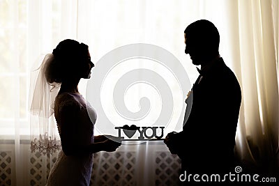 Love silhouette wedding Stock Photo