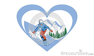 Love Ski man vector illustrations Cartoon Illustration