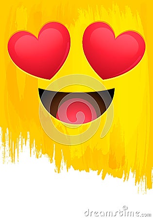In Love smiley face on yellow paint wall Vector Illustration