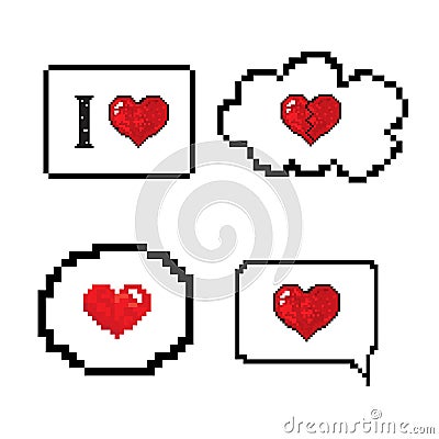 Love speech bubble pixels art stlye Vector Illustration