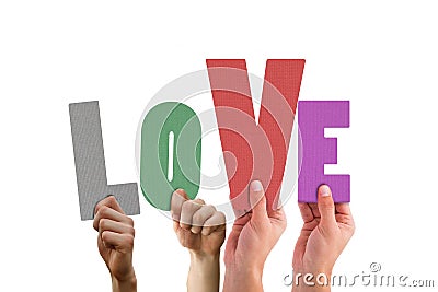 Love spelled out in a hands Stock Photo