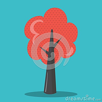 LOVE SQUIRREL TREE RED 05 Vector Illustration