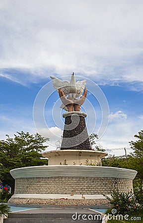 Love Statue Park Taman Patung Kasih, a city park in Kupang City, East Nusa Tenggara. Editorial Stock Photo