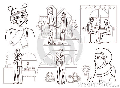 Love story (coloring book) Vector Illustration