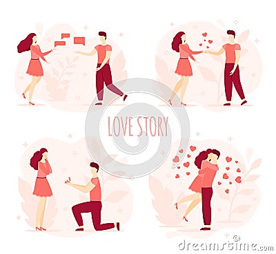 Love story romantic couple vector people concept Vector Illustration