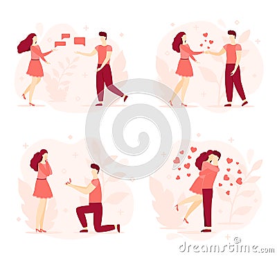 Love story romantic couple vector people concept Vector Illustration