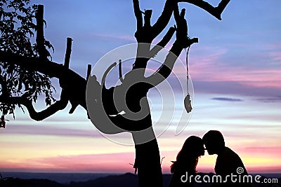 Love in the sunset Stock Photo