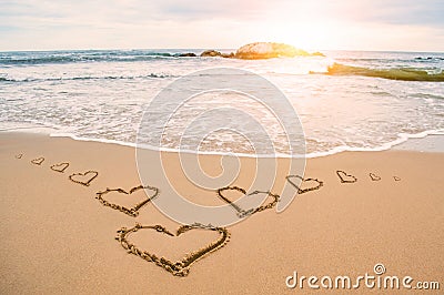 Love sunshine heart beach Stock Photo