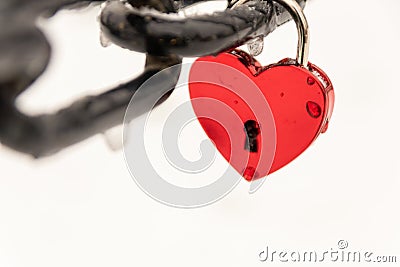 Love for sweethearts and relation memory in form of a lock as symbol for love, romance, eternity and endless love for couples Stock Photo