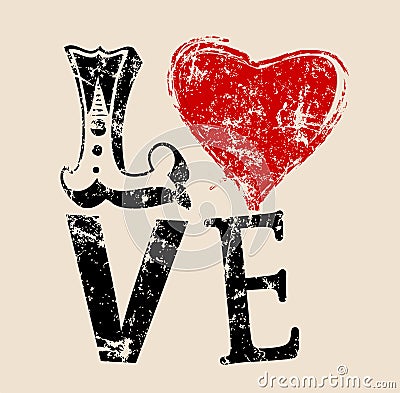 Love symbol grunge style vector illustration Vector Illustration