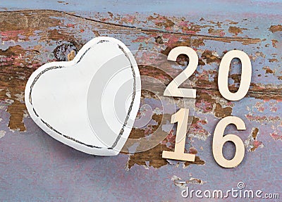 Love symbol and 2016 Stock Photo