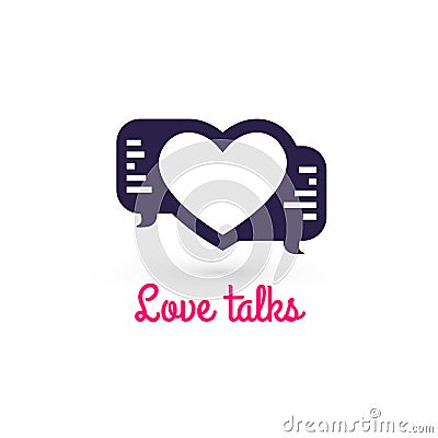 Love talk chat dating, heart shape in message bubble Vector Illustration