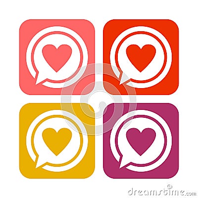 Love Talk Rounded Square Icons Vector Illustration