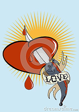 Love Tattoo Cartoon Illustration