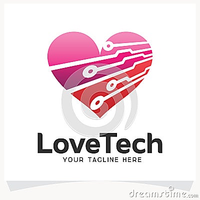 Love Tech Logo Design Template Inspiration Vector Illustration