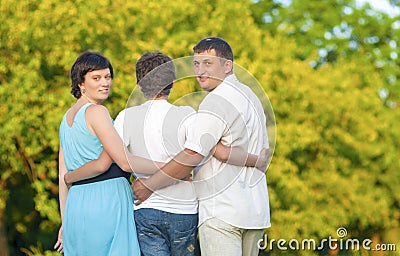 Love and Tenderness Concepts and Ideas. Caucasian Family of Three Spending Time Together Stock Photo