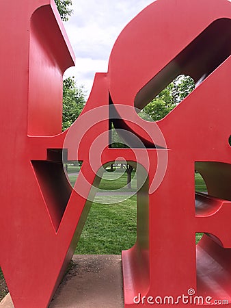 Love text in big red metal letters Editorial Stock Photo