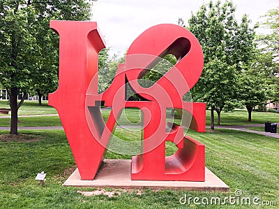 Love text in big red metal letters Editorial Stock Photo