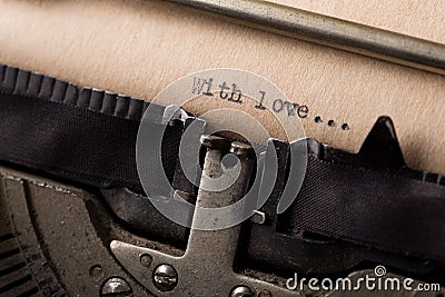 With love - text message on the typewriter close-up Stock Photo