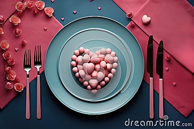 Love-themed table decor. Stock Photo