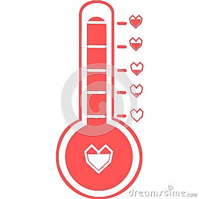 Love thermometer card element vector illustration. Celsius or fahrenheit meteorology thermometers measuring heat or cold, vector i Vector Illustration