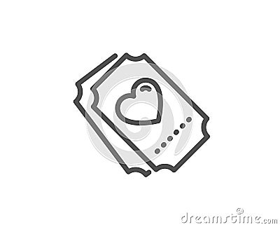 Love ticket line icon. Heart emotion sign. Vector Vector Illustration