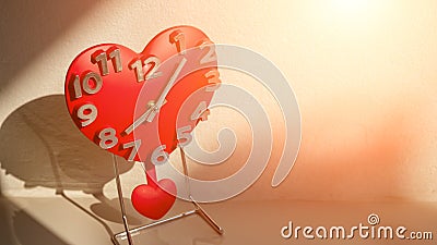 Love and time, heart shaped of clock decor at home Stock Photo