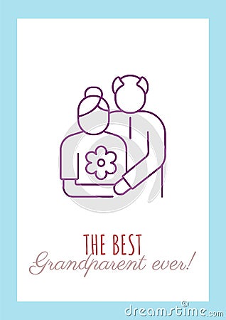 With love to best grandparent ever postcard with linear glyph icon Vector Illustration