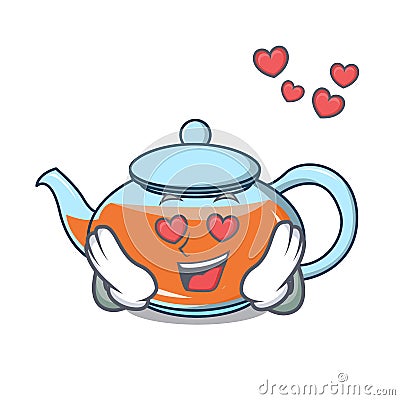 In love transparent teapot character cartoon Vector Illustration