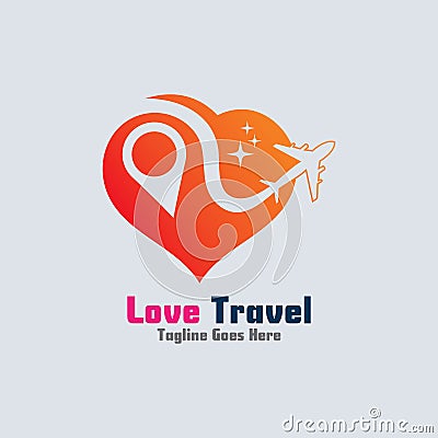 Love Travel awesome simple creative logo template design Stock Photo