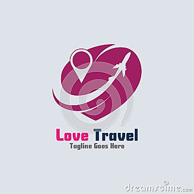 Love Travel awesome simple creative logo template design Stock Photo