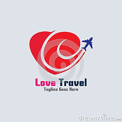 Love Travel awesome simple creative logo template design Stock Photo