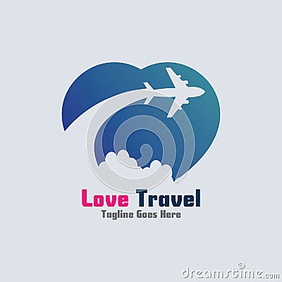Love Travel awesome simple creative logo template design Stock Photo